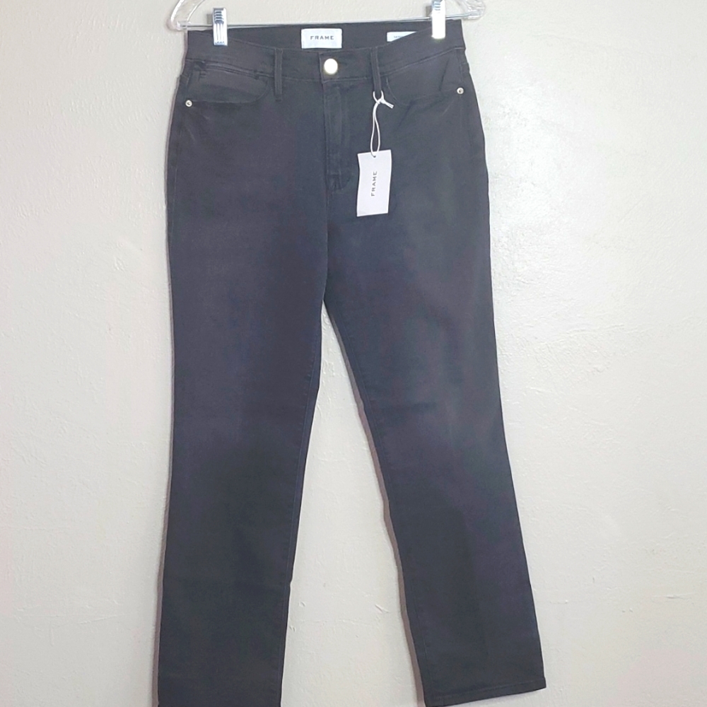 FRAME Washed Black Wash Le High Straight in Mardel Dip Size 30 NWT